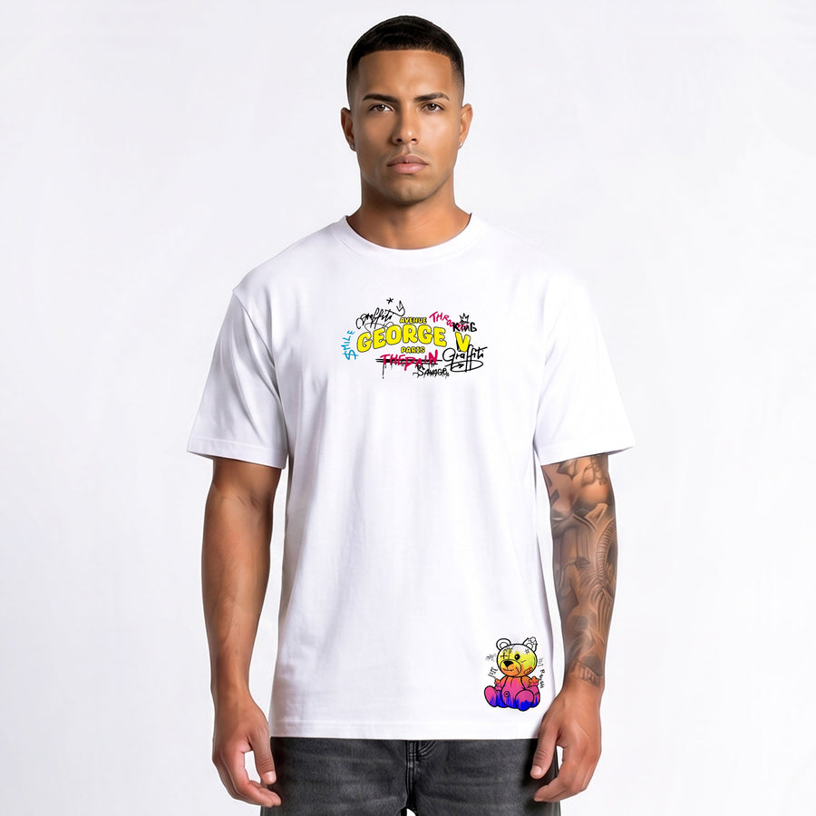 T-shirt Multi-Color Bear — Blanc, face