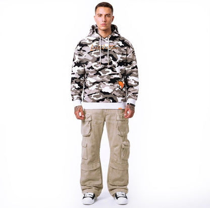 Hoodie Camo Limited Edition — Beige/Orange, face, porté