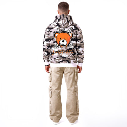 Hoodie Camo Limited Edition — Beige/Orange, dos, porté