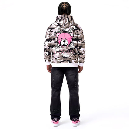 Hoodie Camo Limited Edition — Beige/Rose, dos, porté