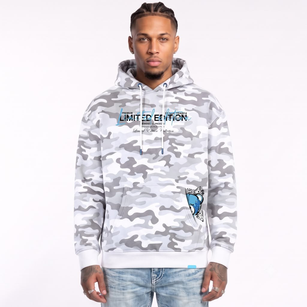 Hoodie Camo Limited Edition — Blanc/Bleu, face