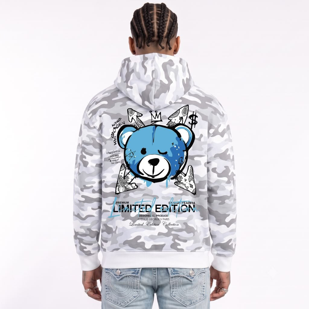 Hoodie Camo Limited Edition — Blanc/Bleu, dos