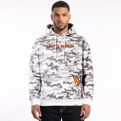 Hoodie Camo Limited Edition — Blanc/Orange, face