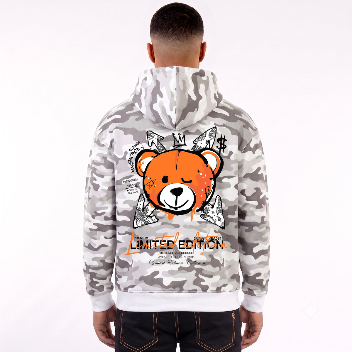 Hoodie Camo Limited Edition — Blanc/Orange, dos