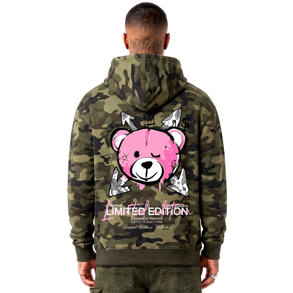 Hoodie Camo Limited Edition — Kaki/Rose, dos