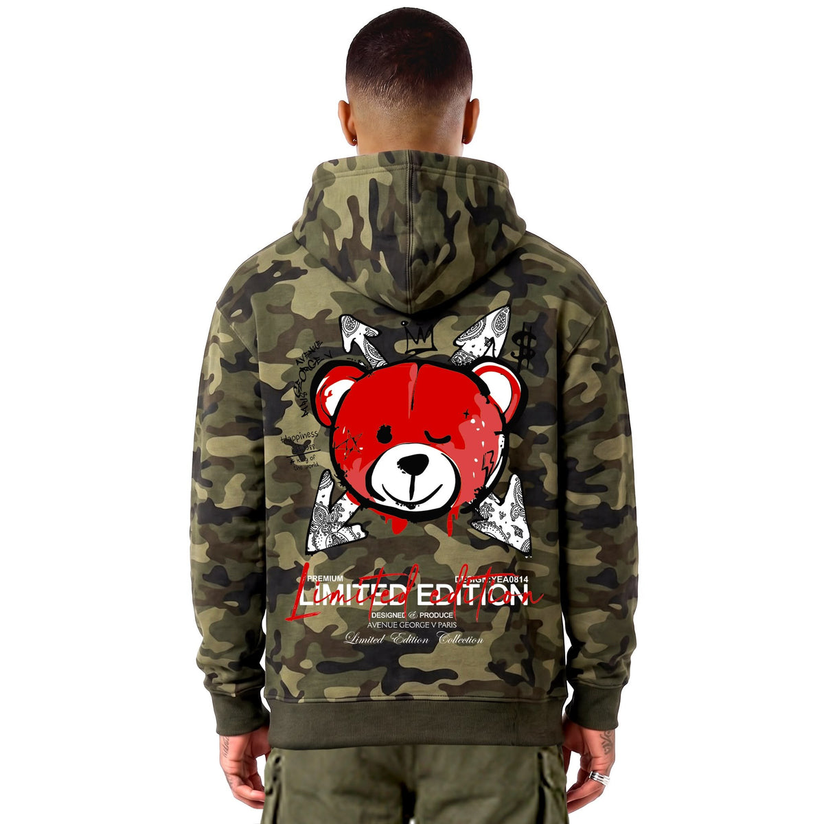 Hoodie Camo Limited Edition — Kaki/Rouge, dos