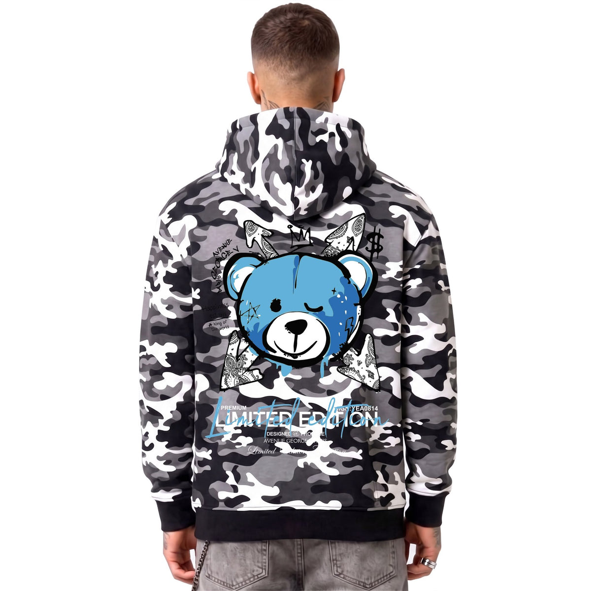 Hoodie Camo Limited Edition — Noir/Bleu, dos