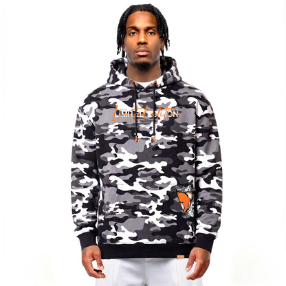 Hoodie Camo Limited Edition — Noir/Orange, face