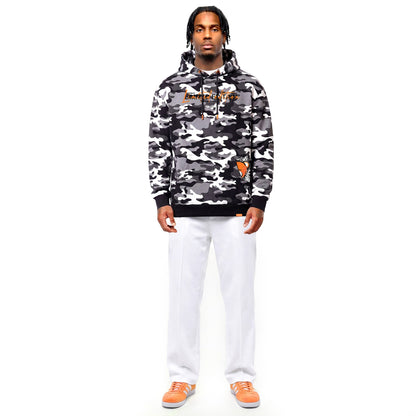 Hoodie Camo Limited Edition — Noir/Orange, face, porté