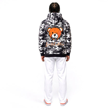 Hoodie Camo Limited Edition — Noir/Orange, dos, porté