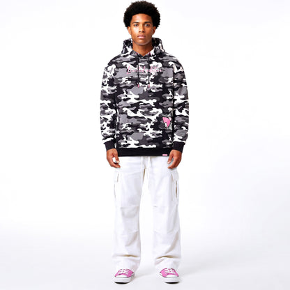 Hoodie Camo Limited Edition — Noir/Rose, face, porté