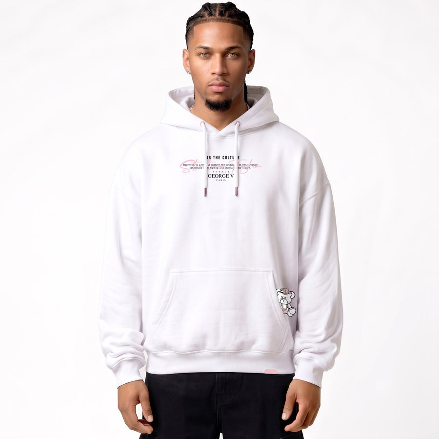 Hoodie Rose Bear — Blanc, face