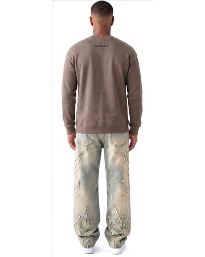 Sweatshirt Leopard Monogram — Beige, dos