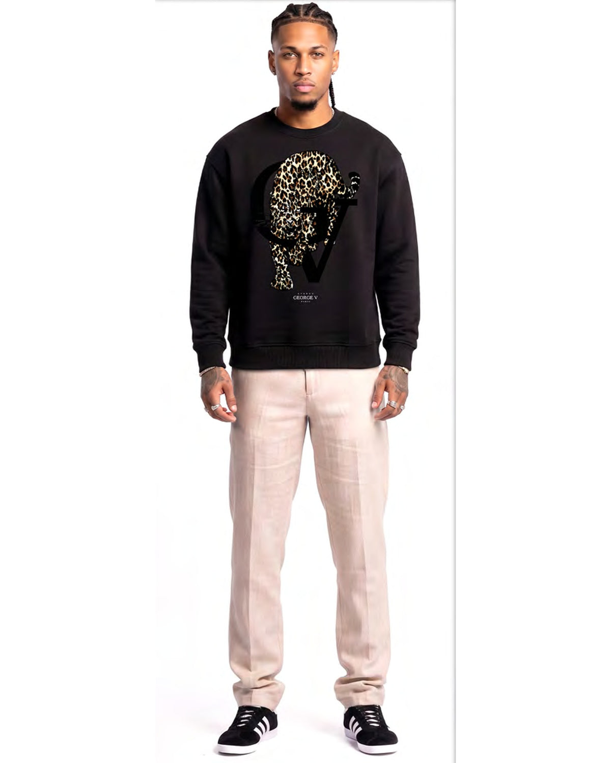 Sweatshirt Leopard Monogram — Noir, face