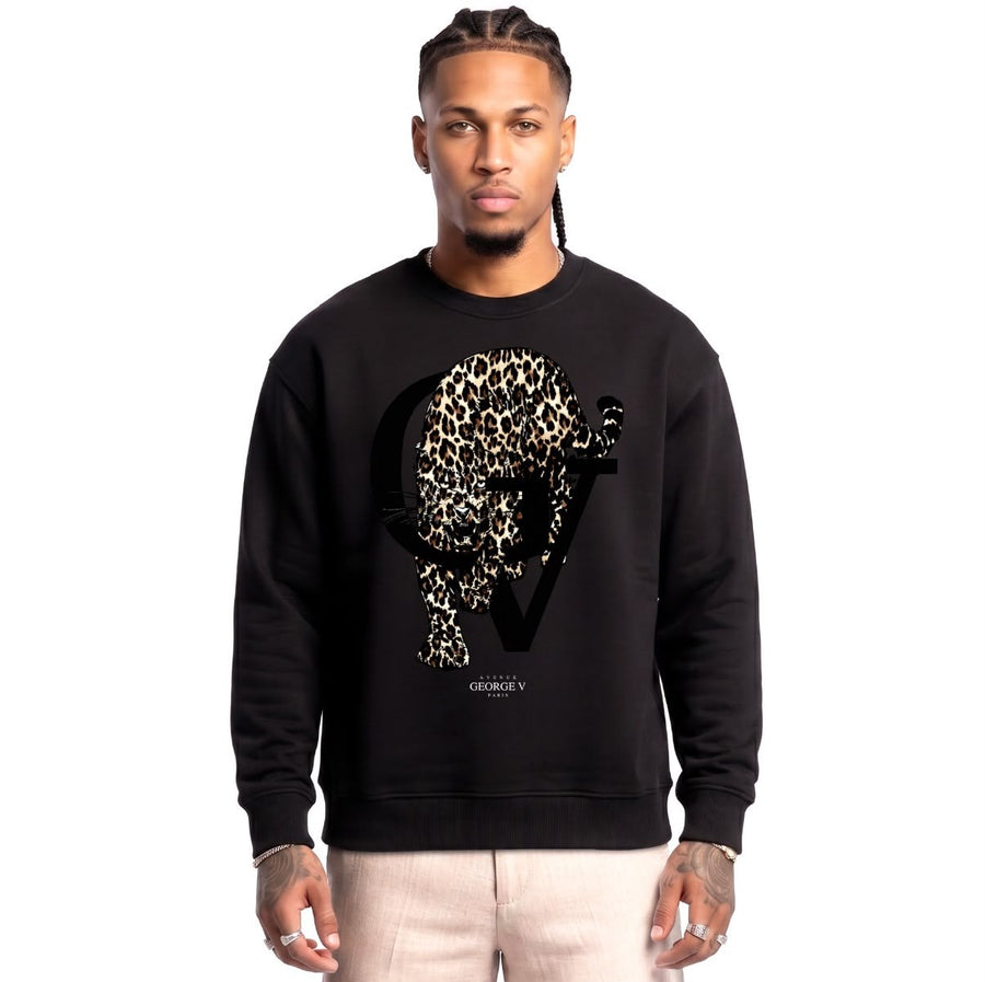 Sweatshirt Leopard Monogram — Noir, face
