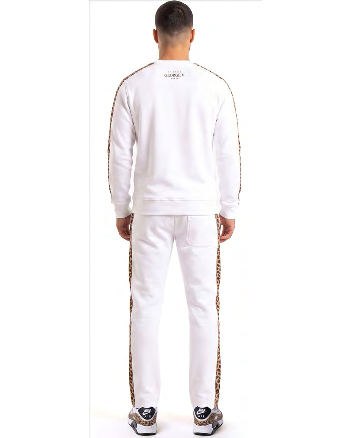 Ensemble Leopard Varsity — Blanc, dos