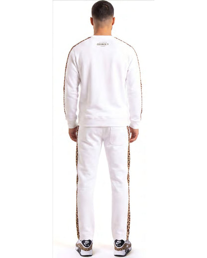 Ensemble Leopard Varsity — Blanc, dos