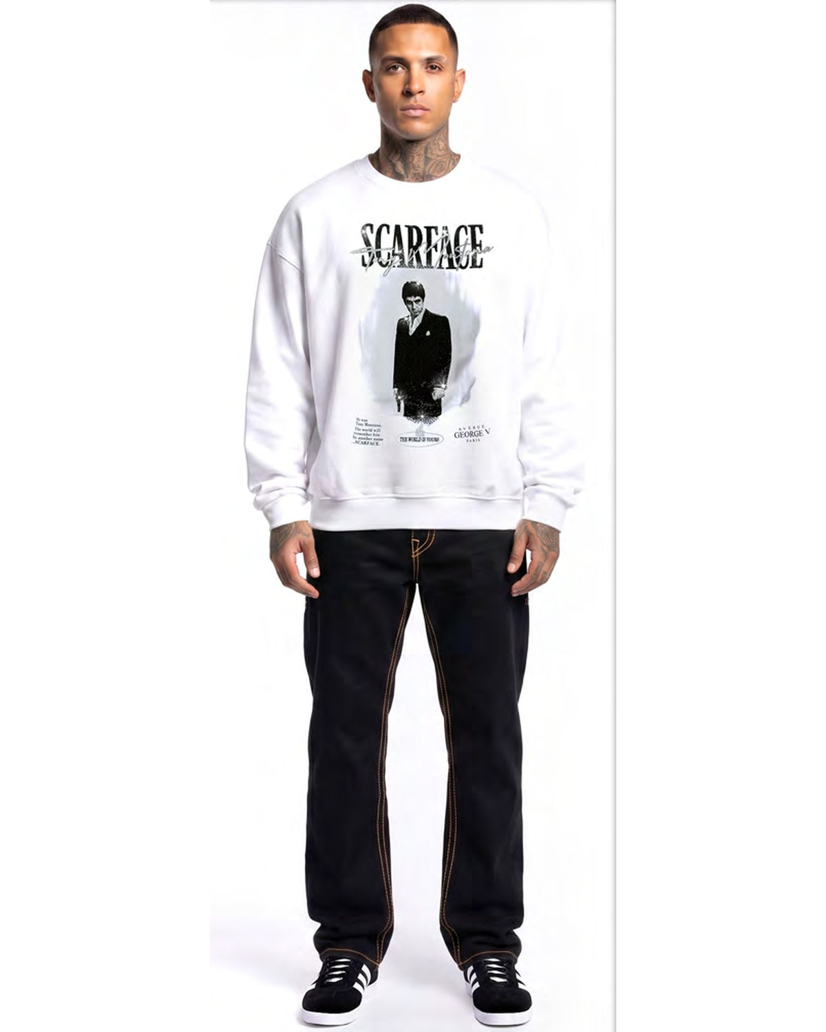 Sweatshirt Scarface — Blanc, face