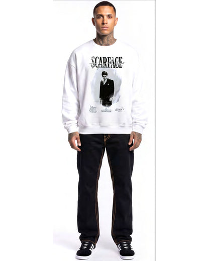 Sweatshirt Scarface — Blanc, face