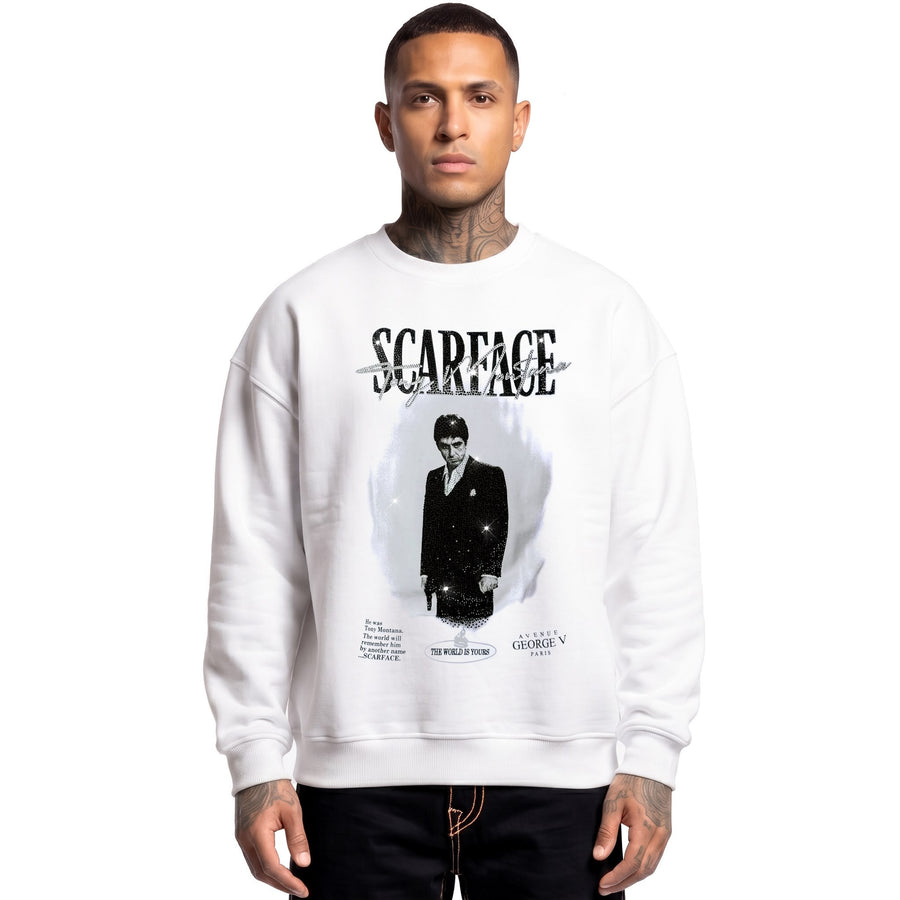 Sweatshirt Scarface — Blanc, face