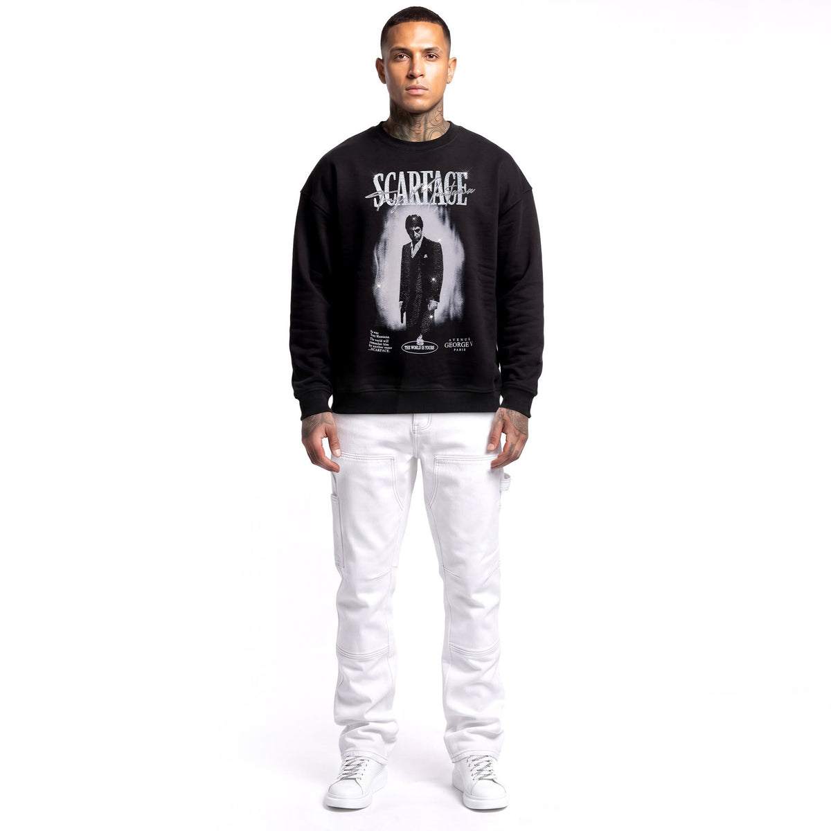 Sweatshirt Scarface — Noir, face, porté