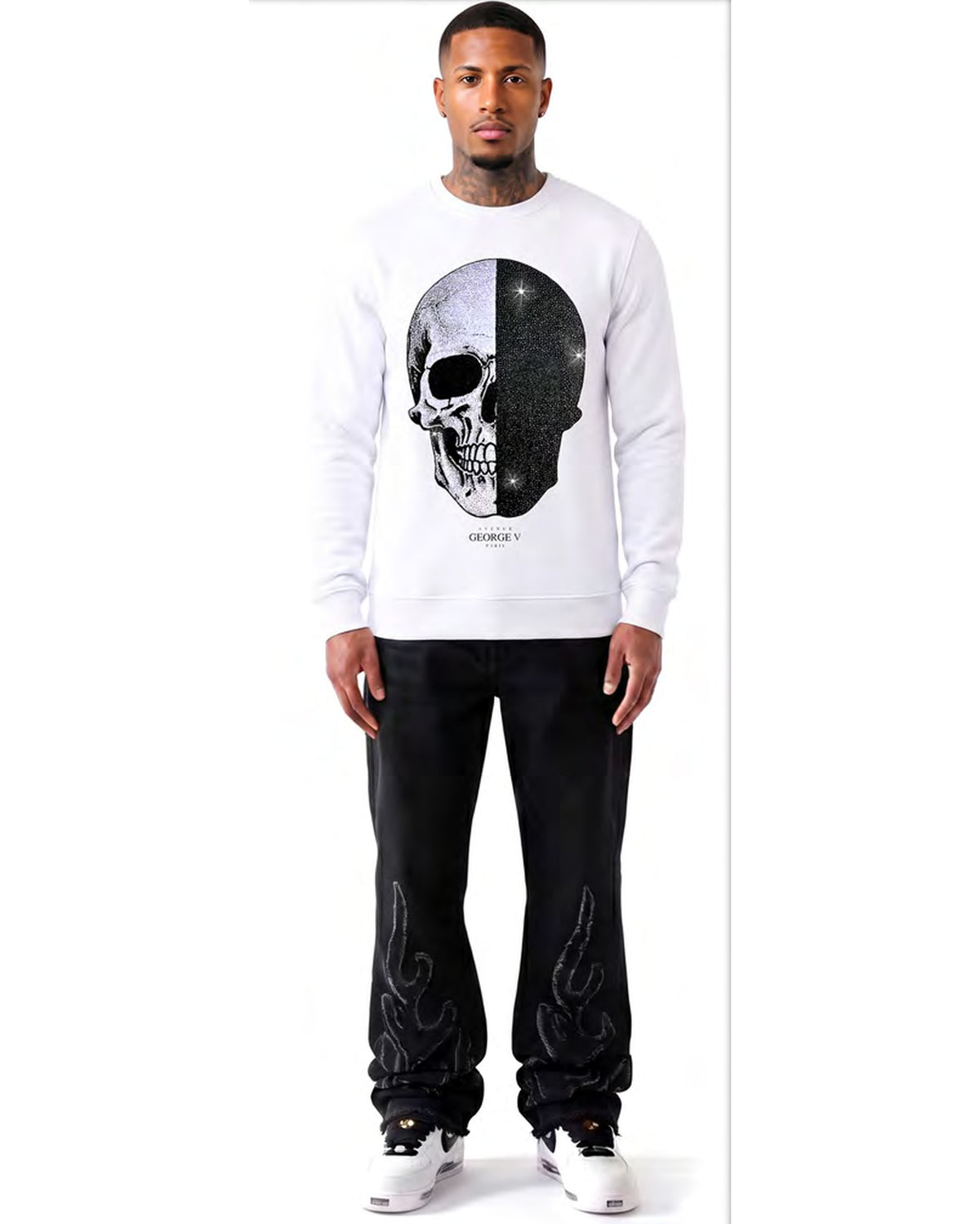 Sweatshirt Skull — Blanc, face