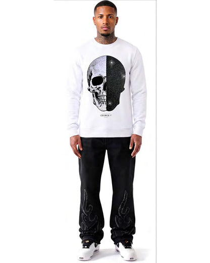 Sweatshirt Skull — Blanc, face