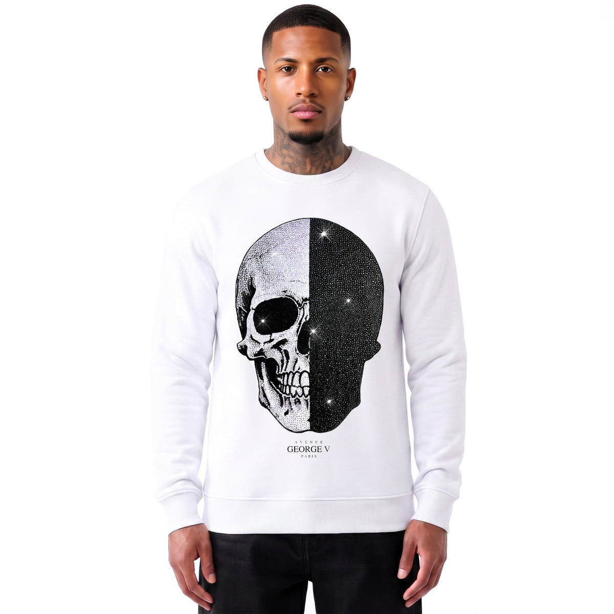 Sweatshirt Skull — Blanc, face
