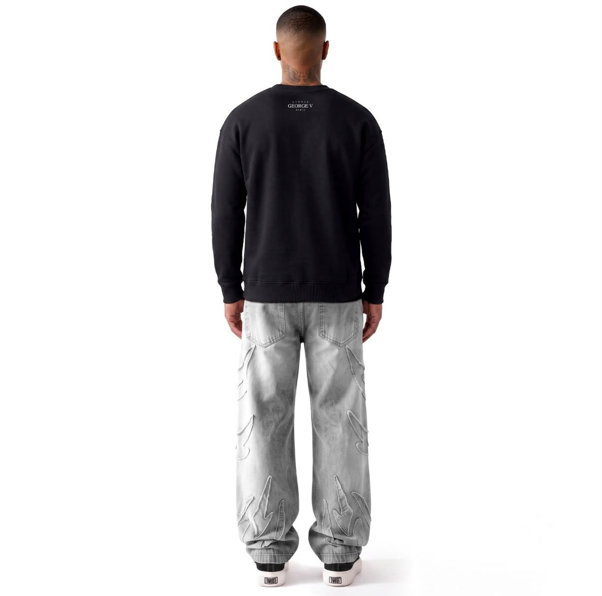 Sweatshirt Skull — Noir, dos, porté