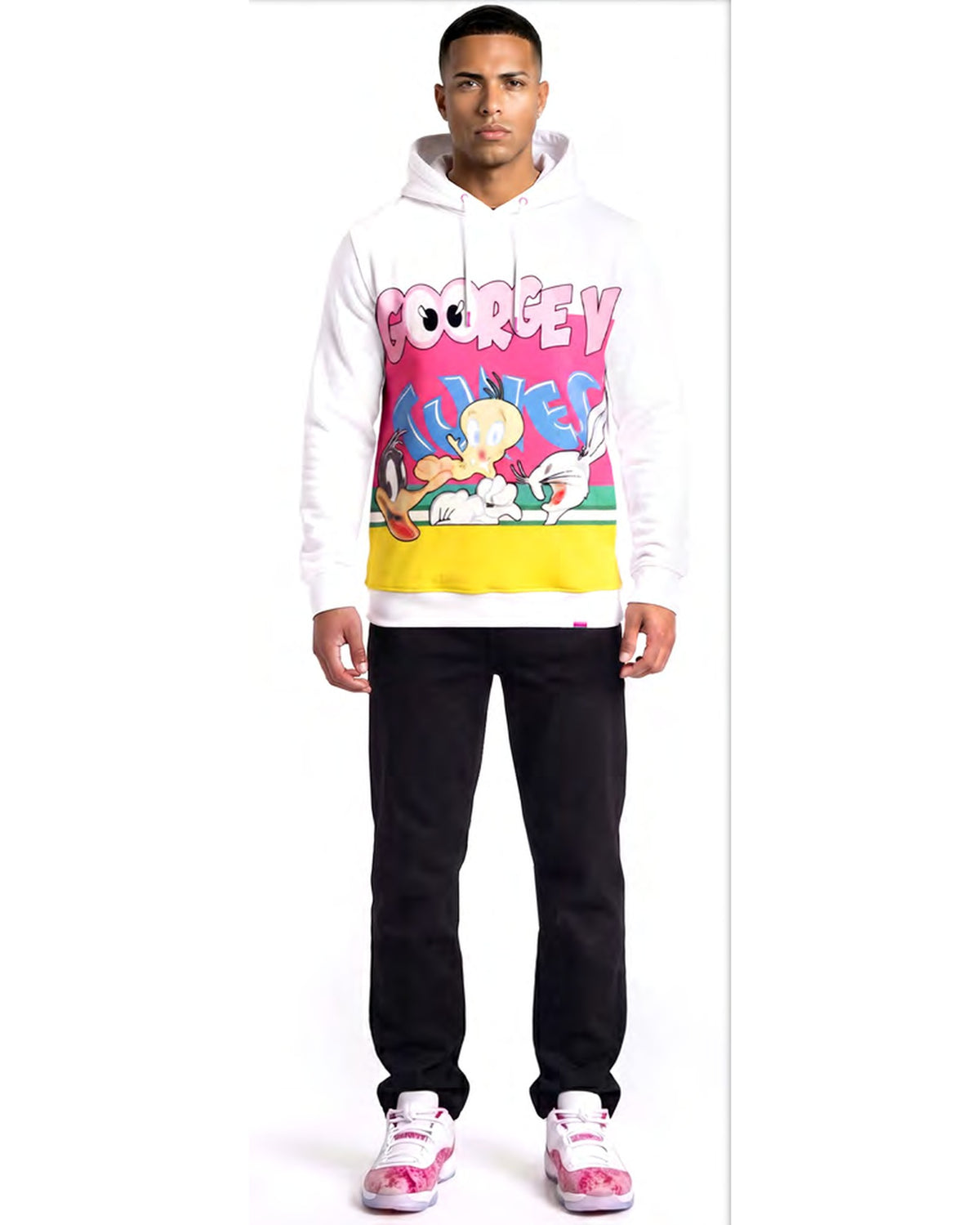 Hoodie Looney — Blanc, face