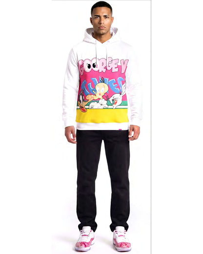 Hoodie Looney — Blanc, face