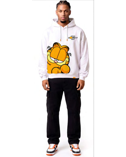 Hoodie Garfield — Blanc, face