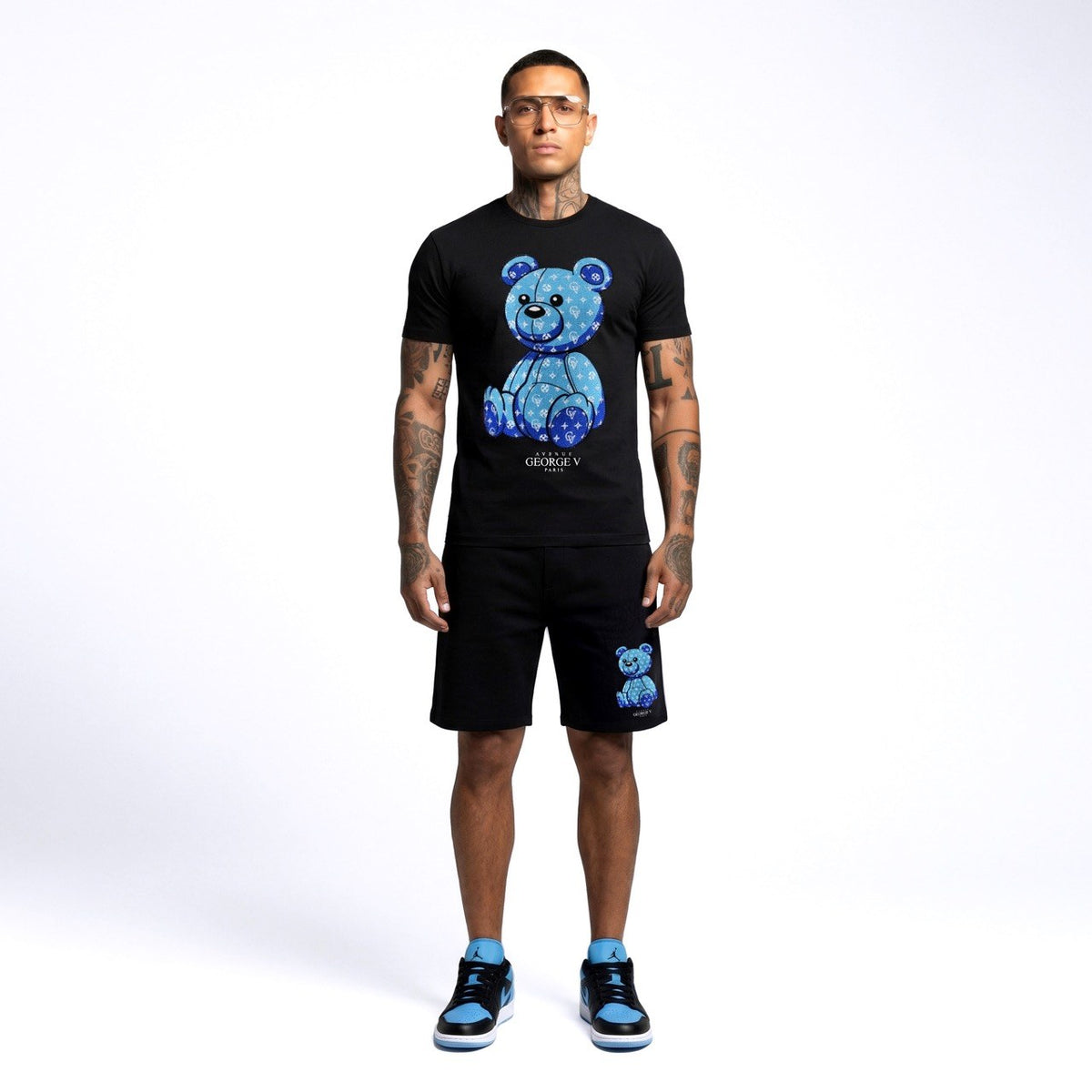 Ensemble George V Crystal Bear noir et bleu