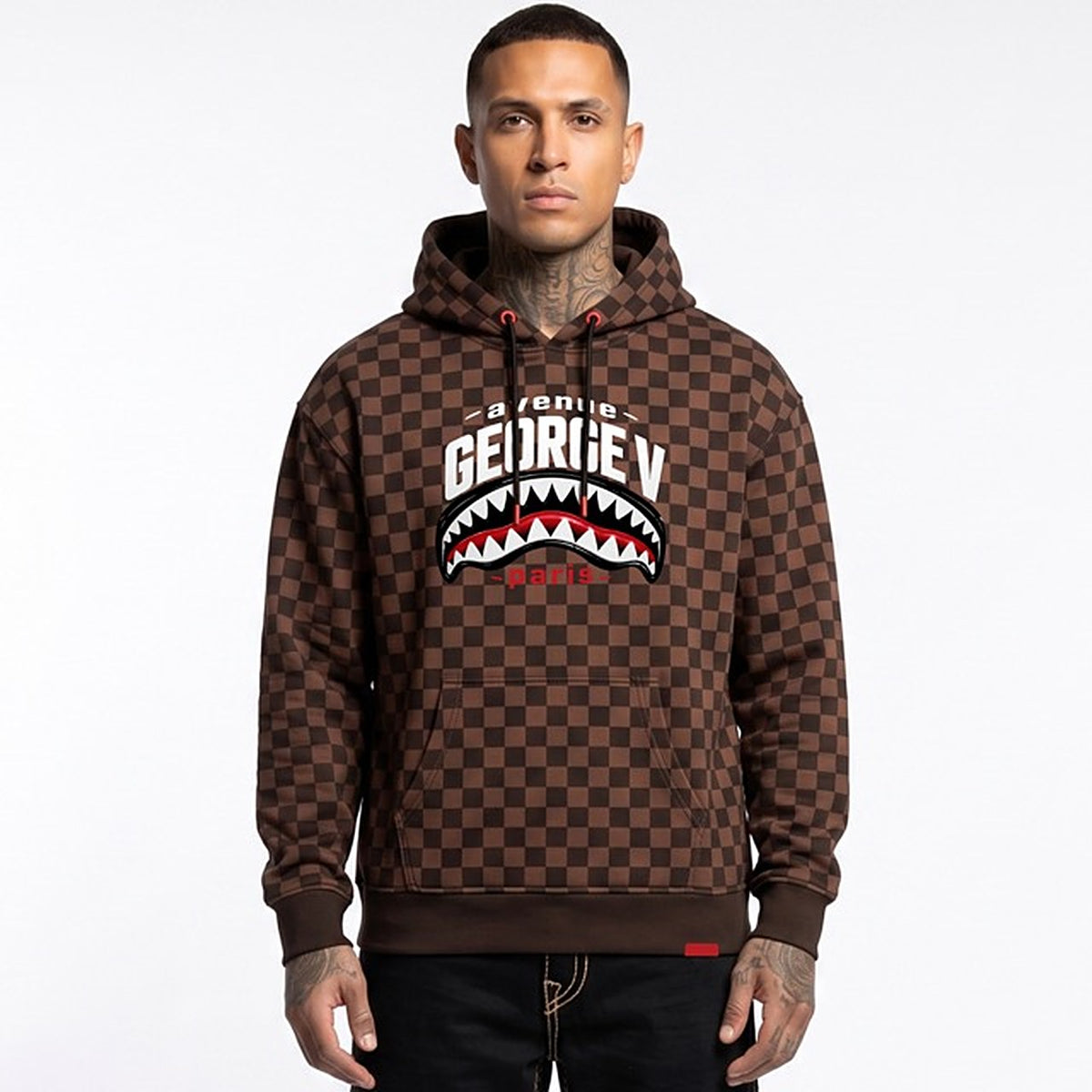 Hoodie George V Monster Checker marron